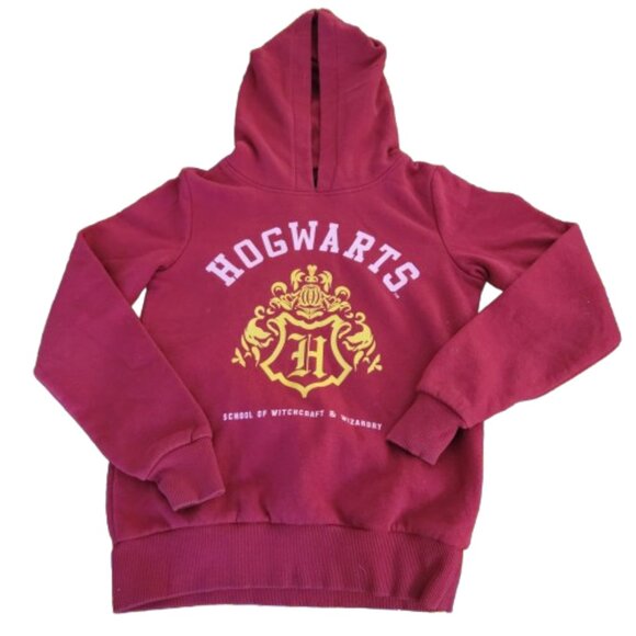 Harry Potter Hogwarts Hooded Sweatshirt Long Sleeve Maroon Pink Gold 8-10 - Picture 10 of 12